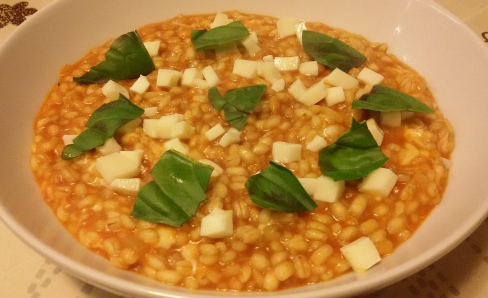 Orzo al pomodoro e mozzarella