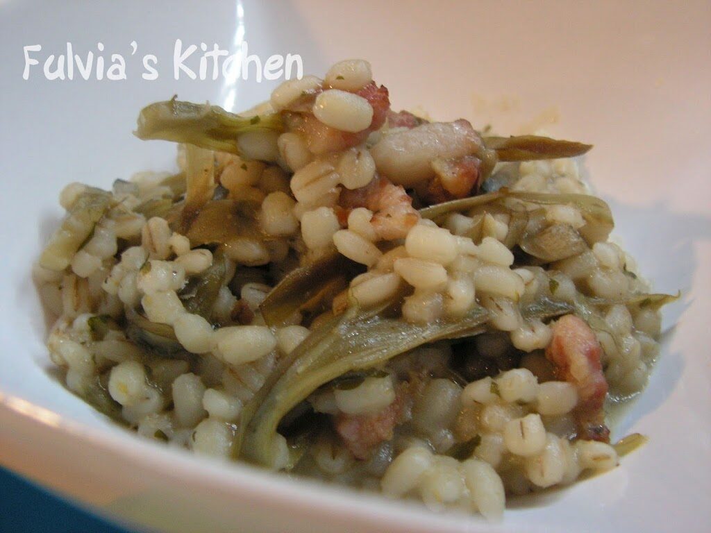 Orzotto con carciofi e guanciale
