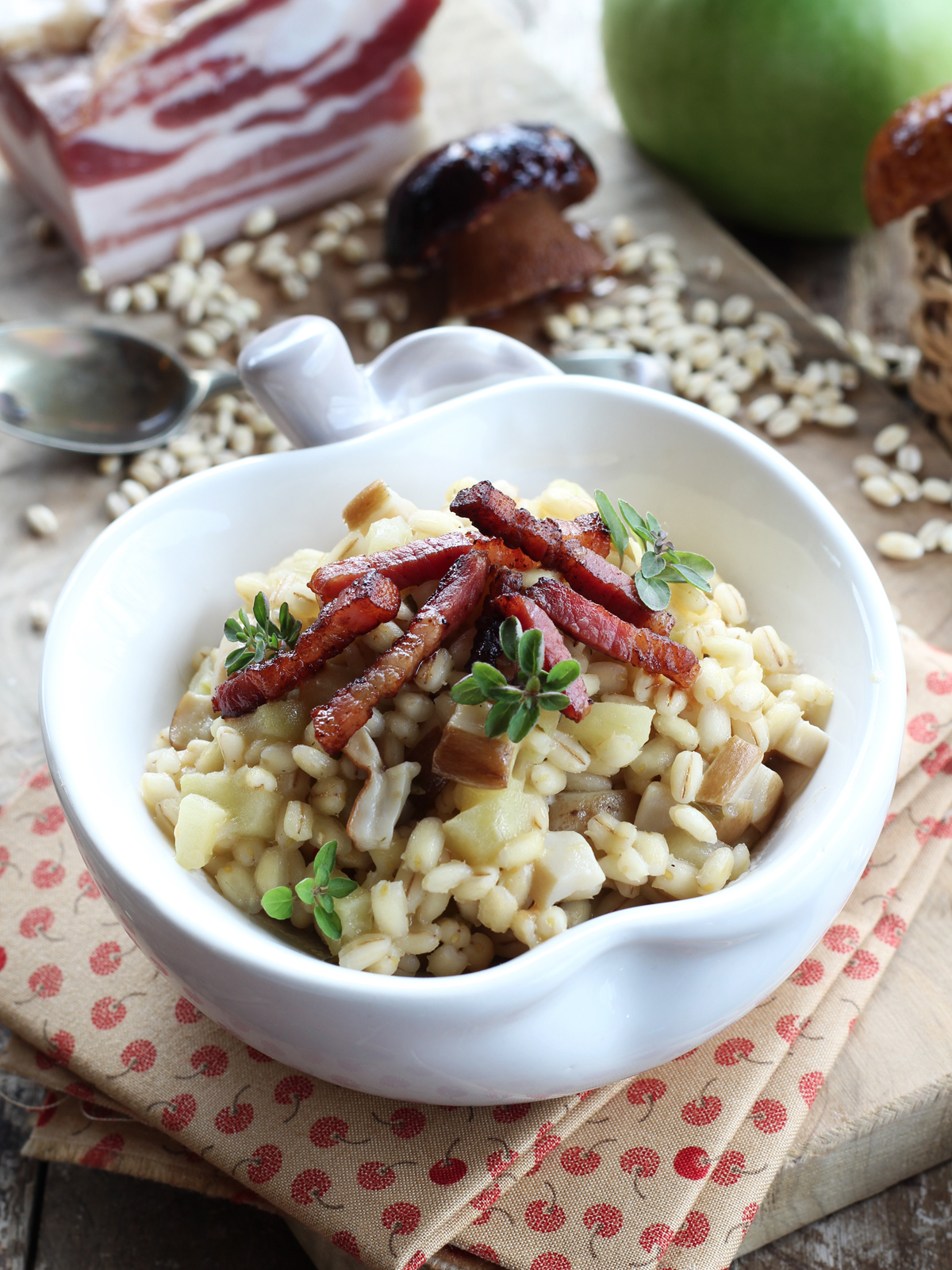Orzotto mele e porcini