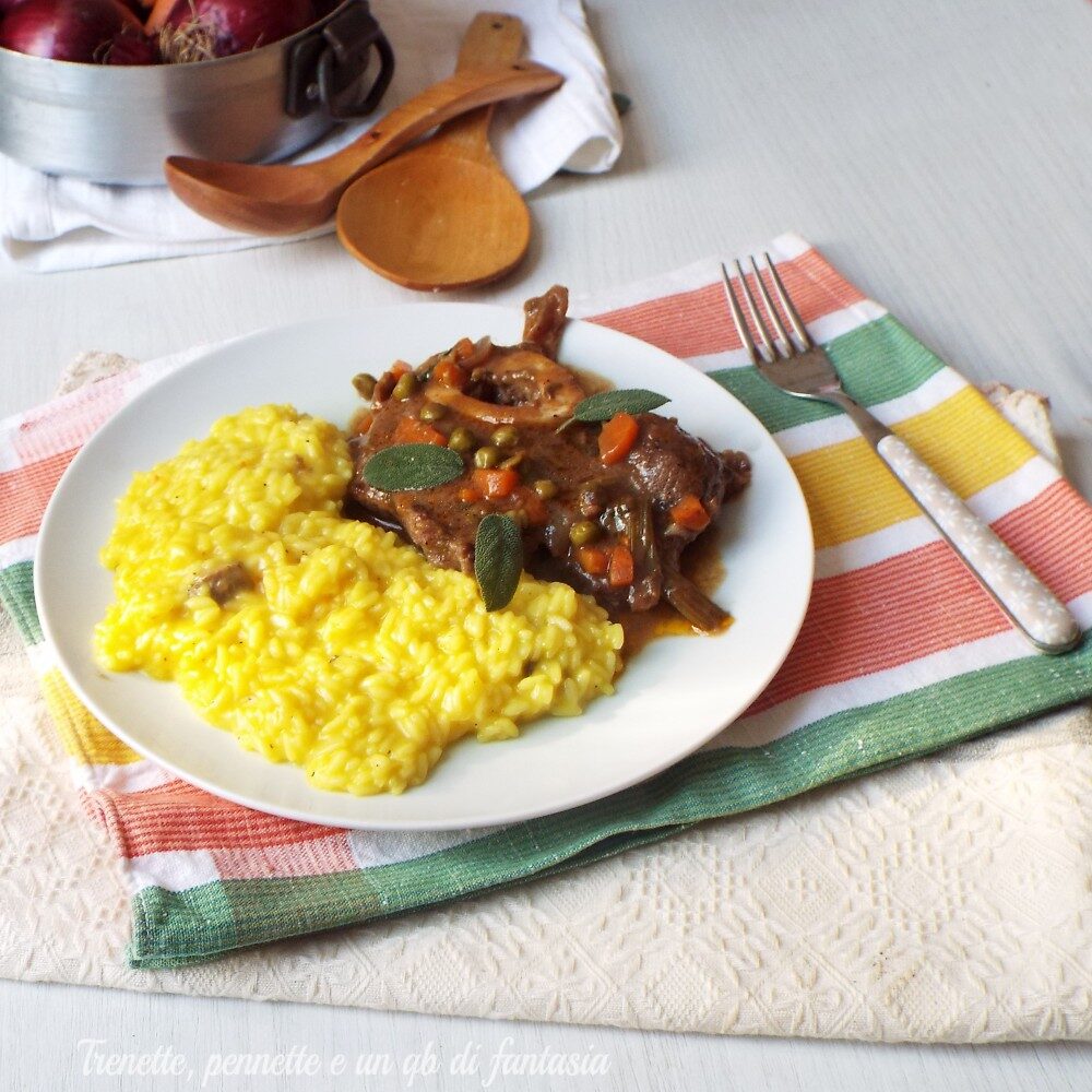 Ossobuco alla romana con risotto giallo