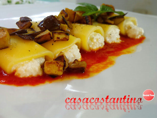 Paccheri sugo, ricotta e melanzane