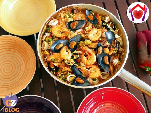 Paella pesce e chorizo
