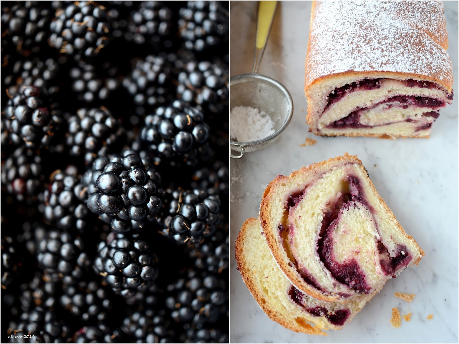 Pan brioche arrotolato alla crema e more selvatiche