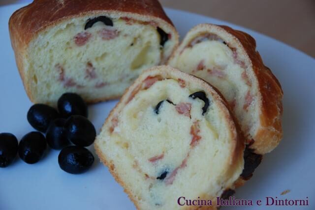 Pan brioche salato prosciutto e olive