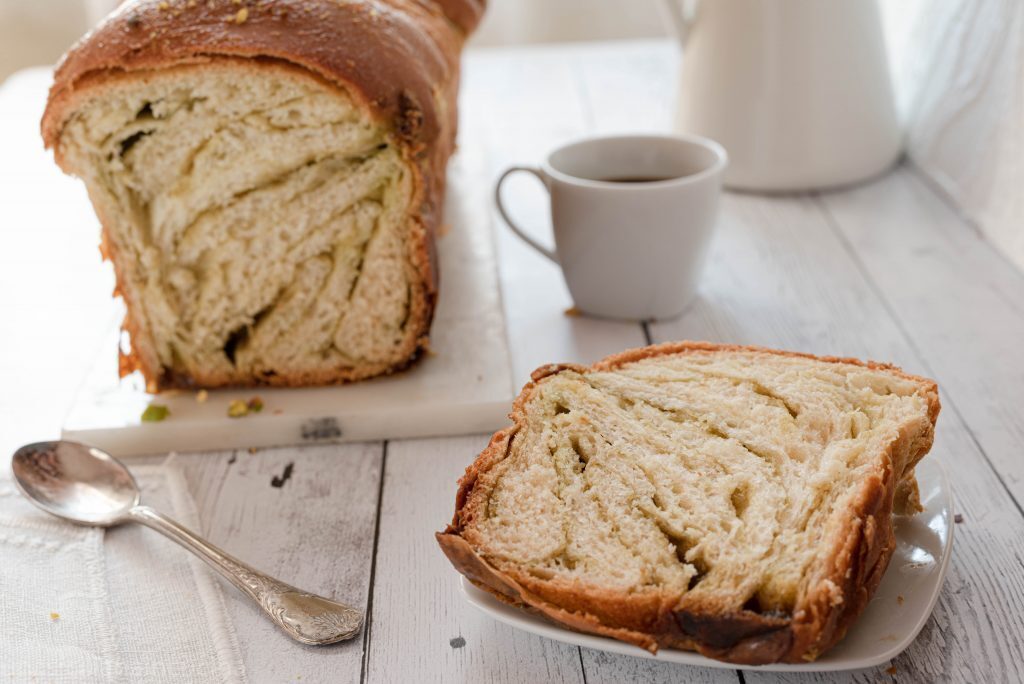 Pan brioche variegato al pistacchio