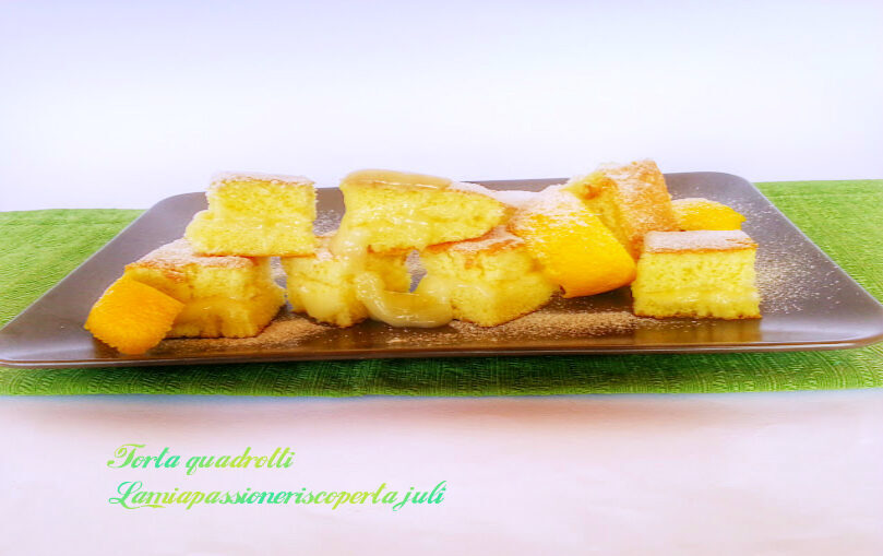 Pan di spagna a quadretti, con crema al limone