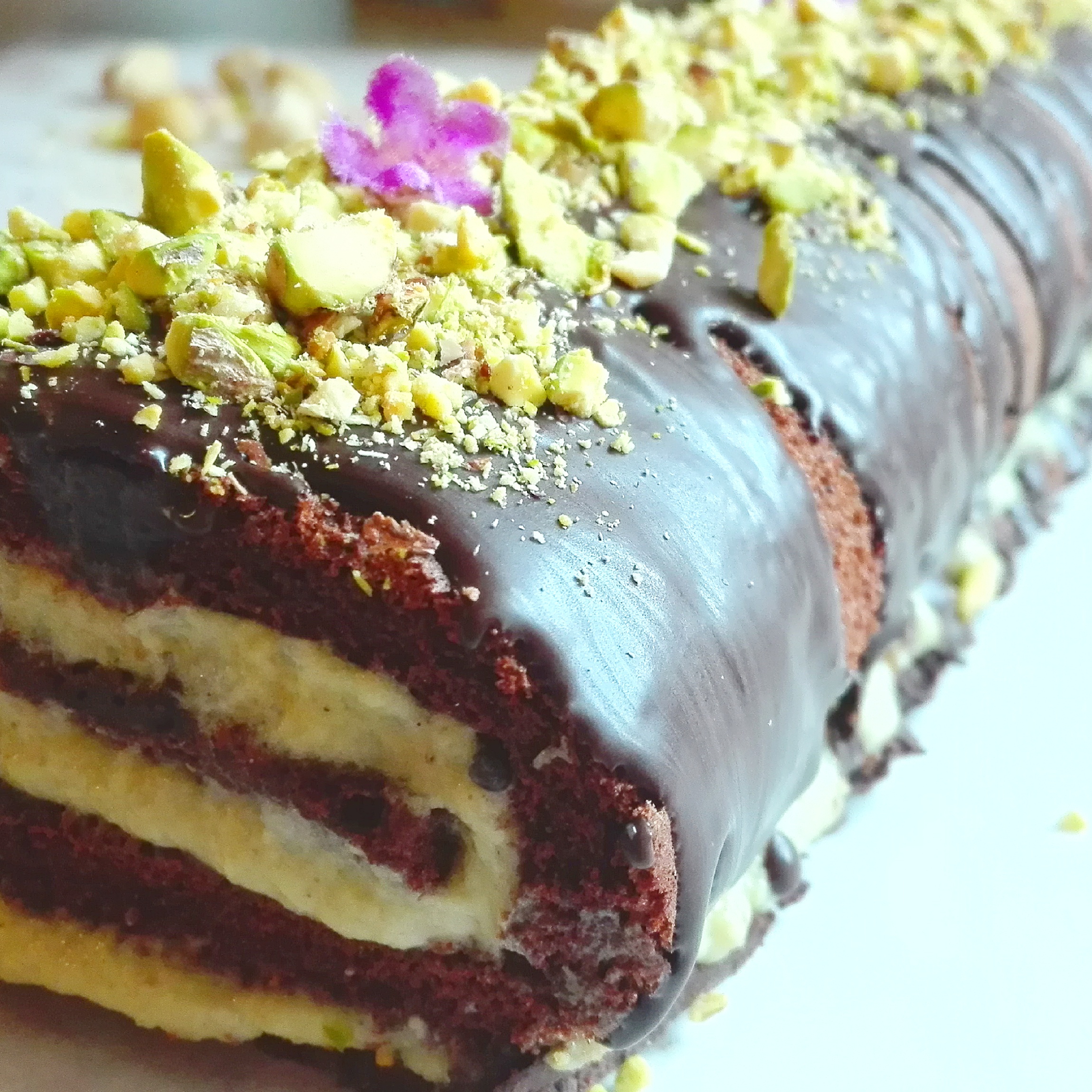 Panbisquit al cacao con ripieno al pistacchio