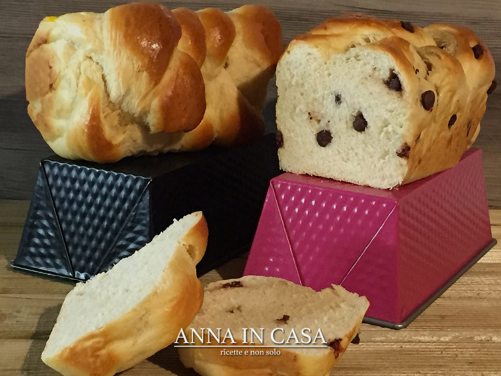 Panbrioche con gocce di cioccolato e panbrioche neutro