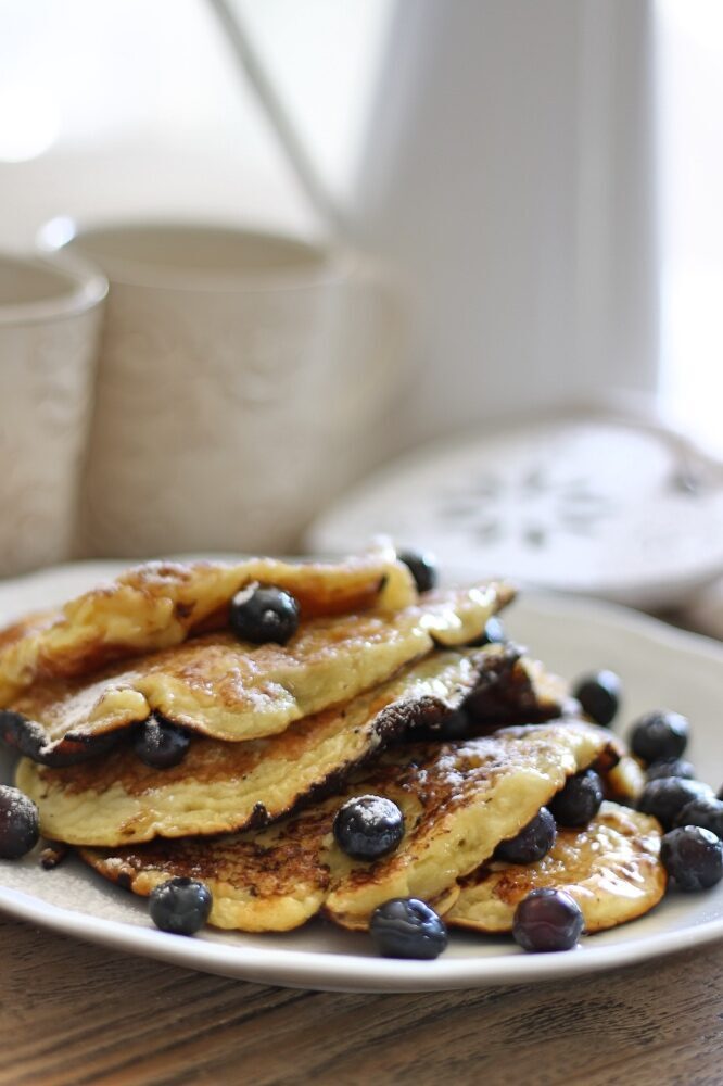 Pancakes ai mirtilli e miele
