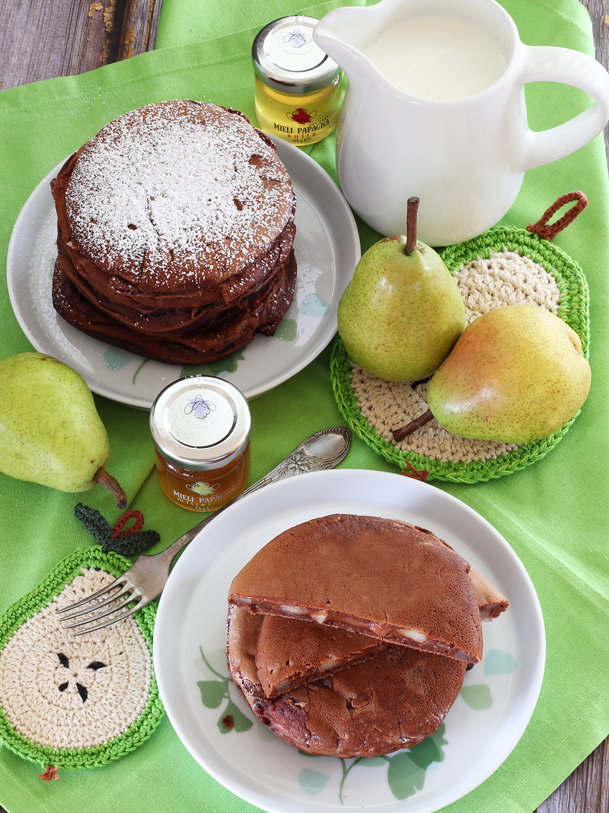 Pancakes pere e cioccolato