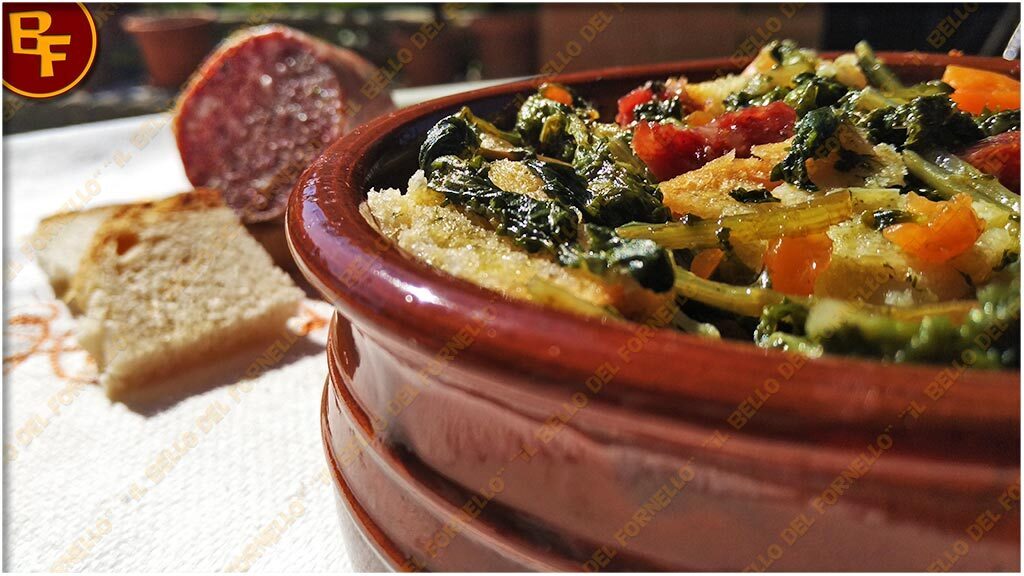 Pancotto con verdure miste e salame