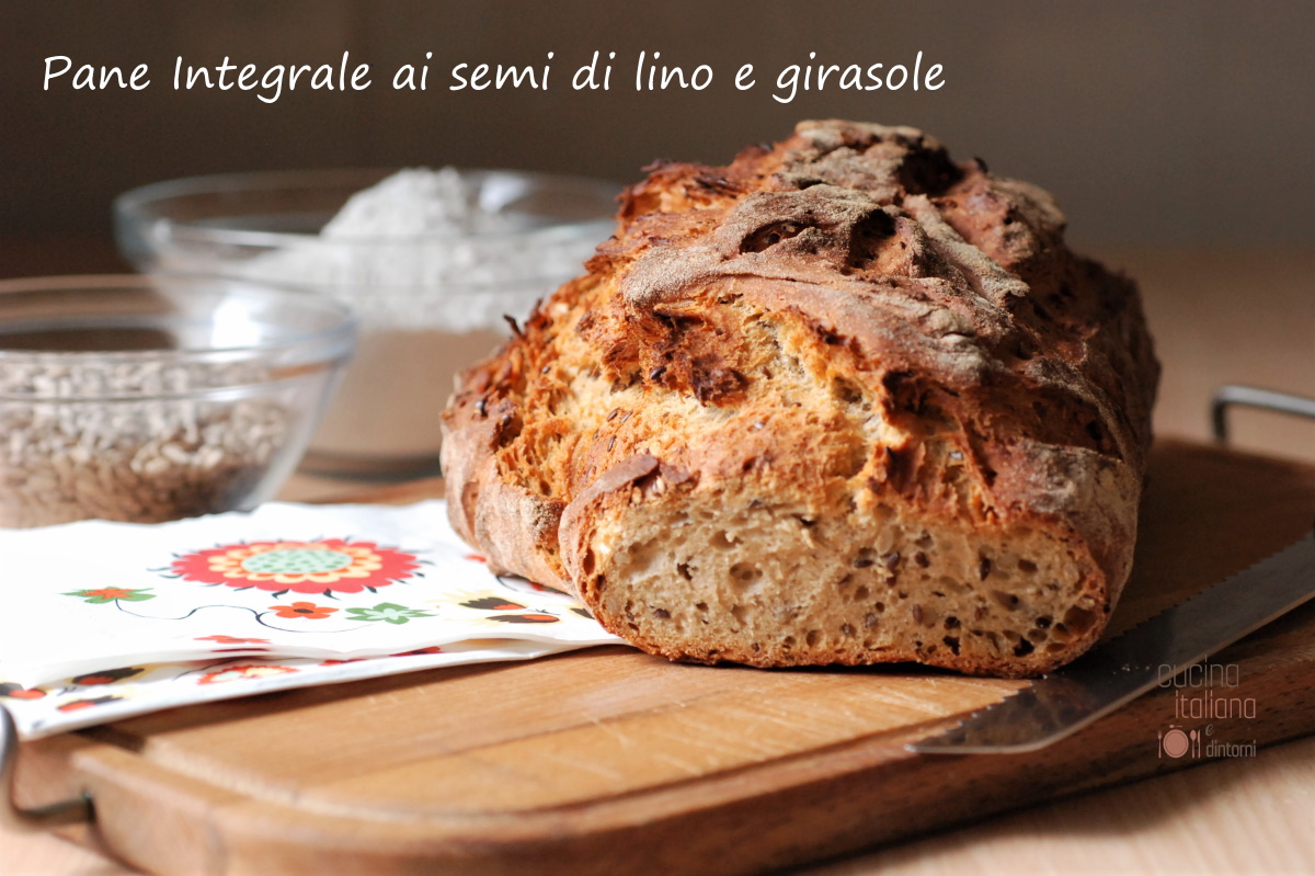 Pane integrale ai semi di lino e girasole