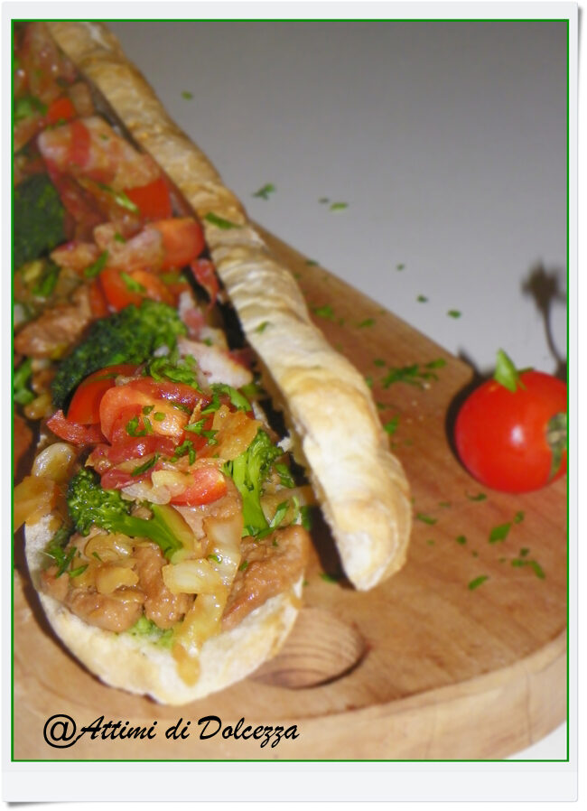 Panino con manzo e broccoli