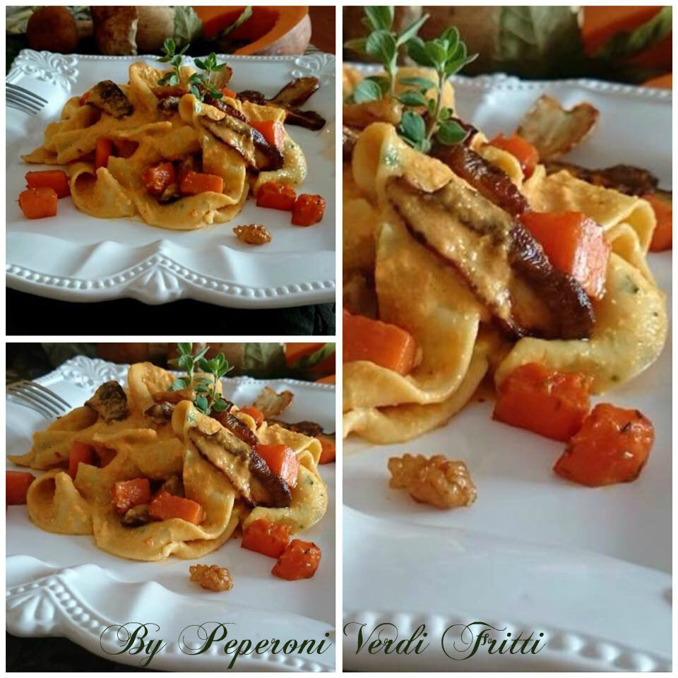 Pappardelle con crema di zucca e porcini