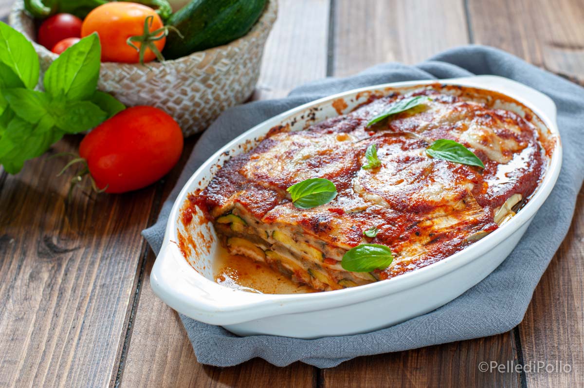 Parmigiana di melanzane e zucchine grigliate