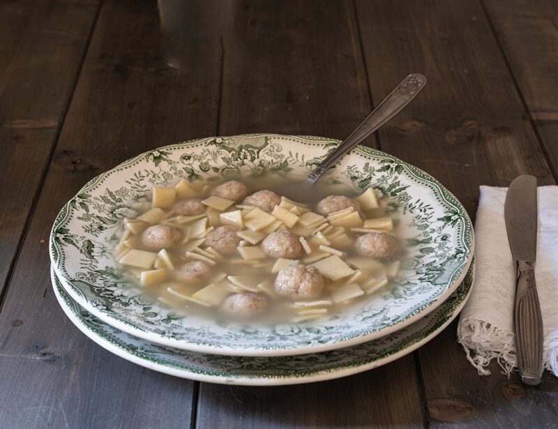 Pasta a quadretti con polpettine