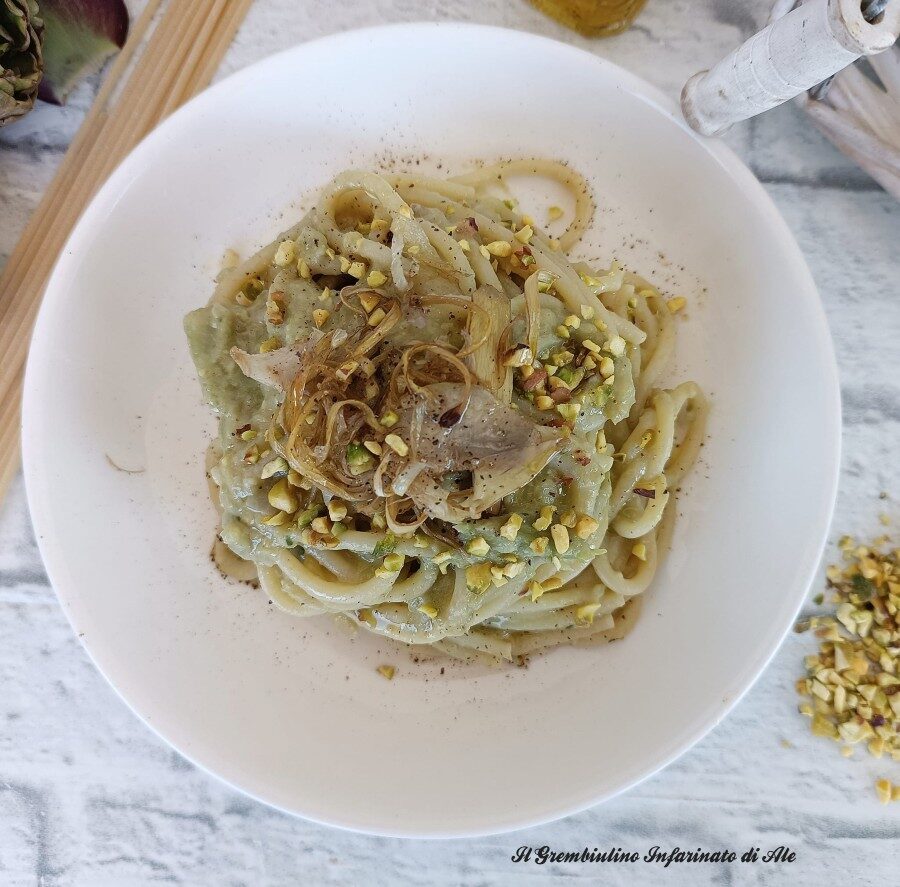 Pasta al pesto di carciofi e pistacchi