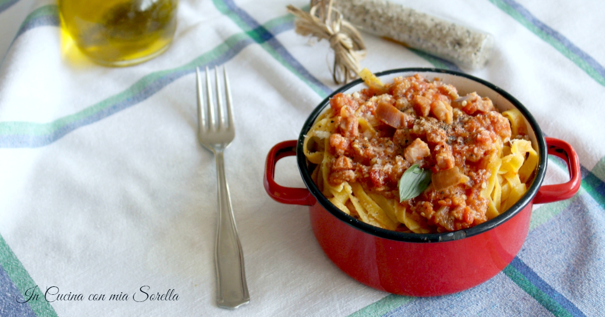 Pasta alla amatriciana di melanzane