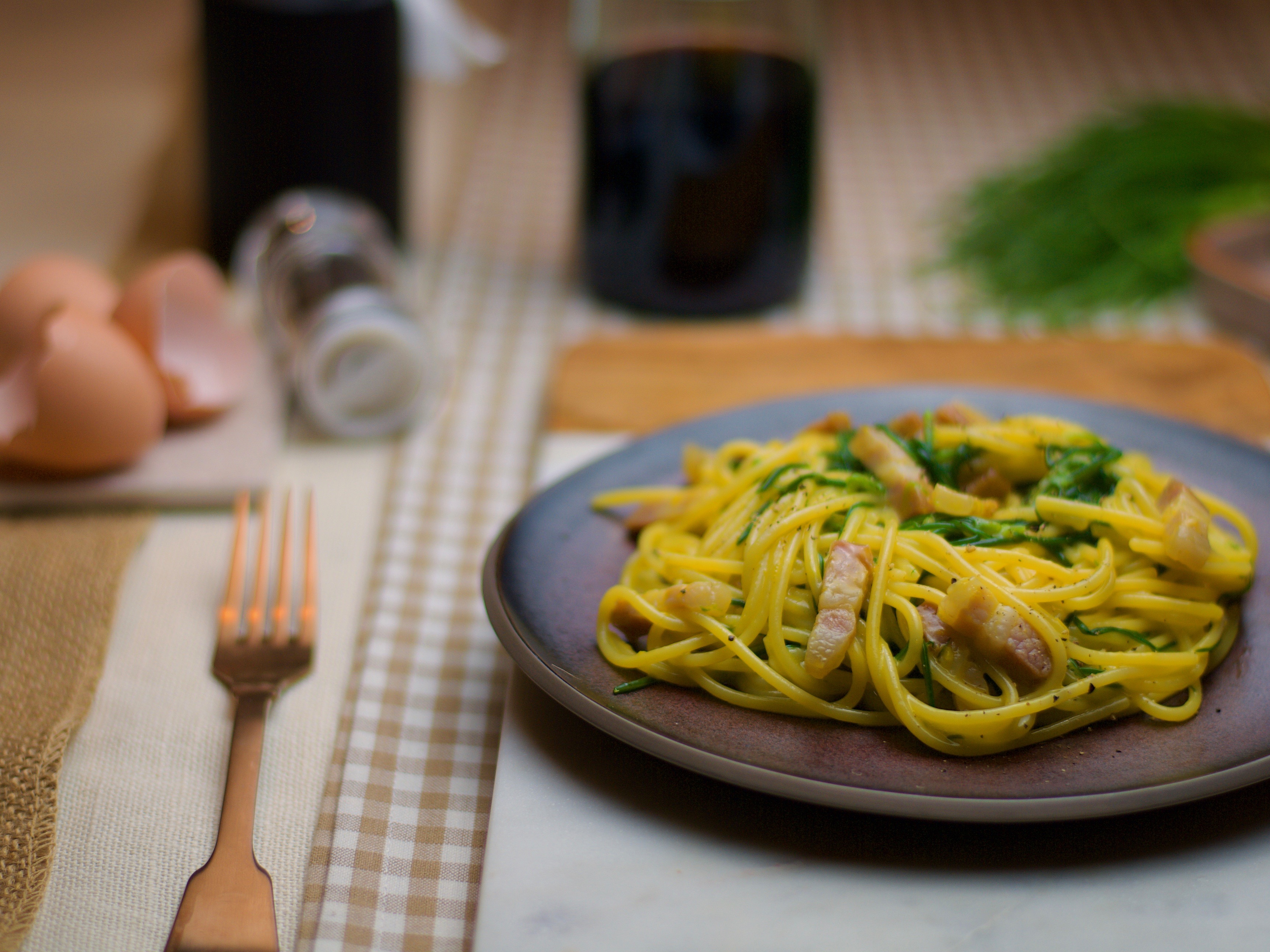 Pasta alla carbonara… green