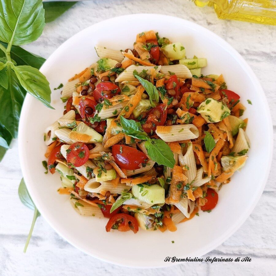 Pasta alla crudaiola con lenticchie