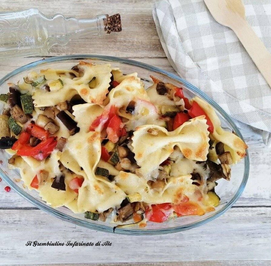Pasta all’ortolana gratinata in forno
