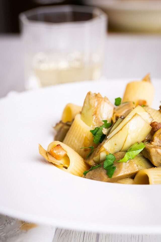 Pasta carciofi e guanciale