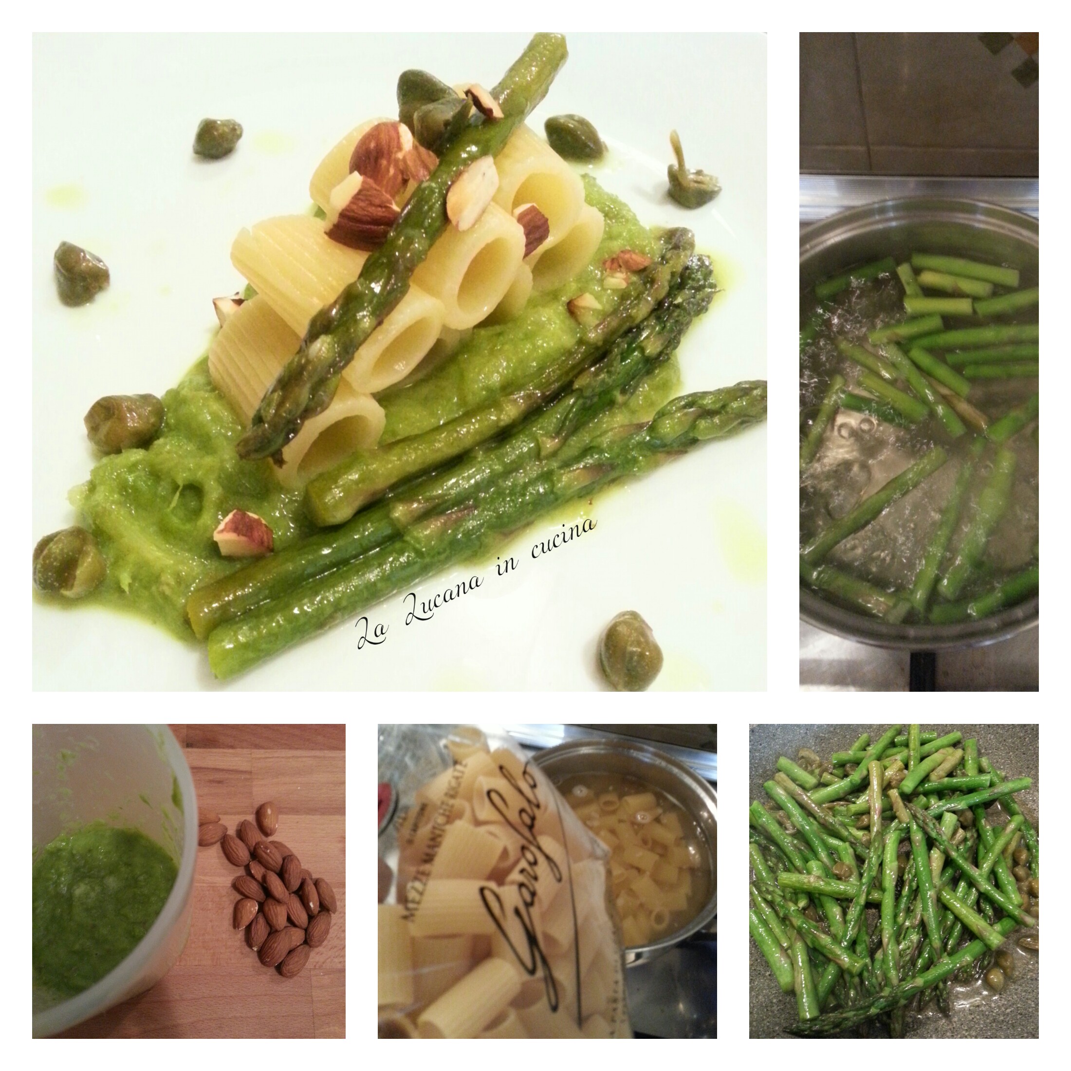 Pasta con asparagi, capperi e mandorle