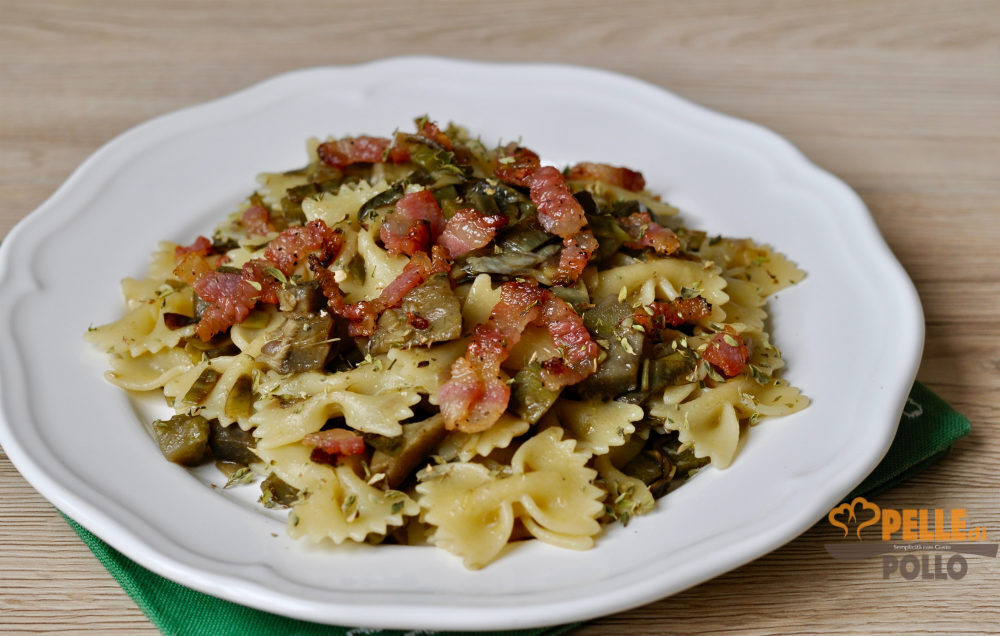 Pasta con carciofi e guanciale croccante