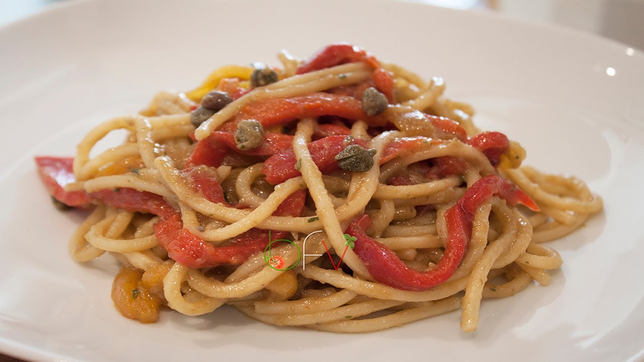 Pasta con crema di melanzane, peperoni e capperi – pasta con crema di melanzane, peperoni e capperi – 
 [videoricetta]