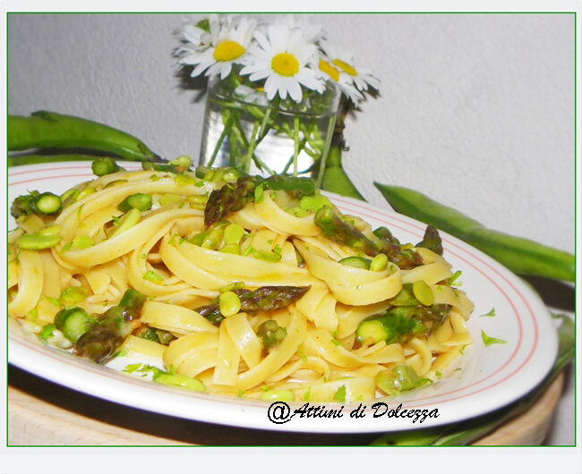 Pasta con fave asparagi e ‘nduja
