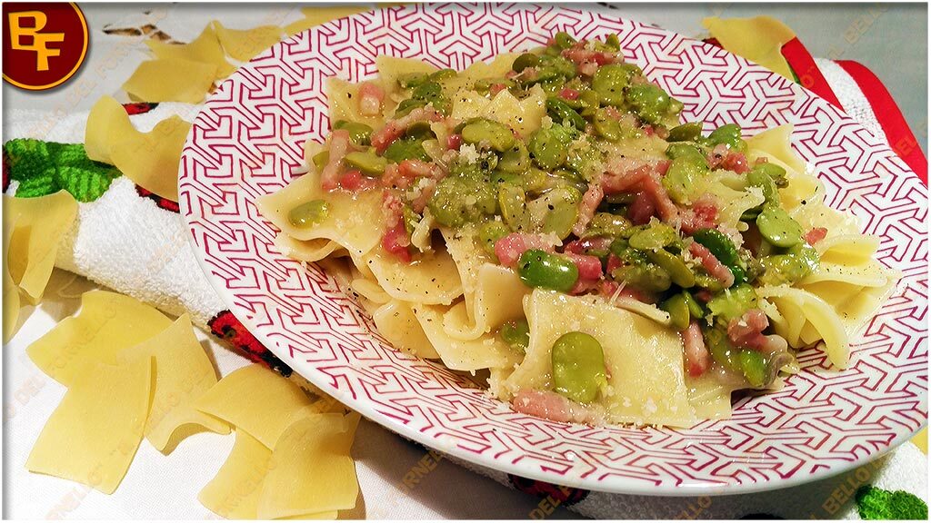 Pasta con fave e pancetta