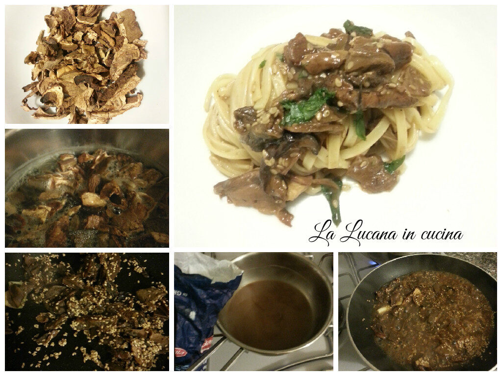Pasta con funghi porcini e sesamo