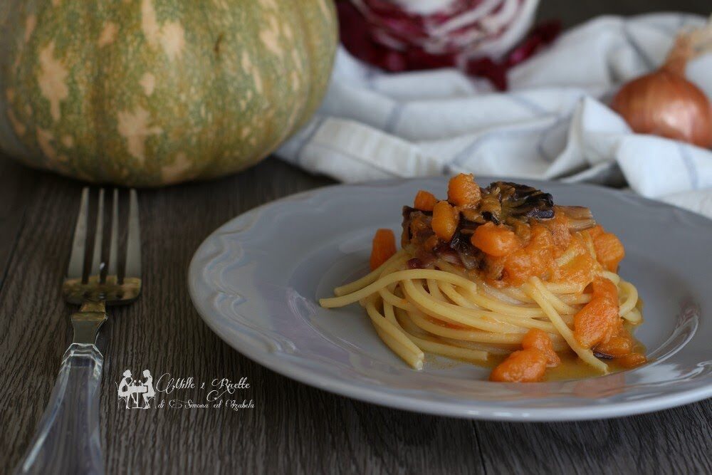 Pasta con radicchio e crema di zucca