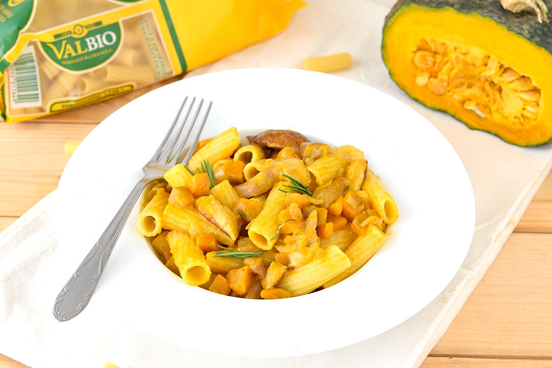 Pasta con zucca e funghi porcini