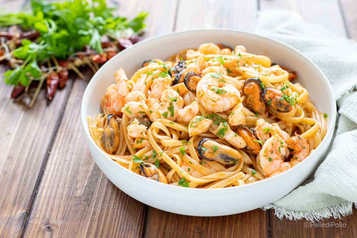 Pasta cozze e gamberi