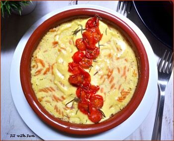 Pasta di lenticchie con crema di cavolfiore in besciamella al curry