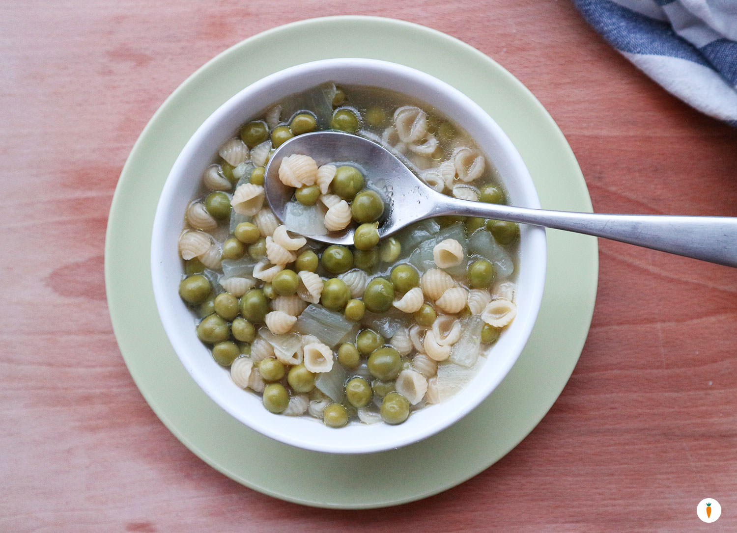 Pasta e piselli al cucchiaio