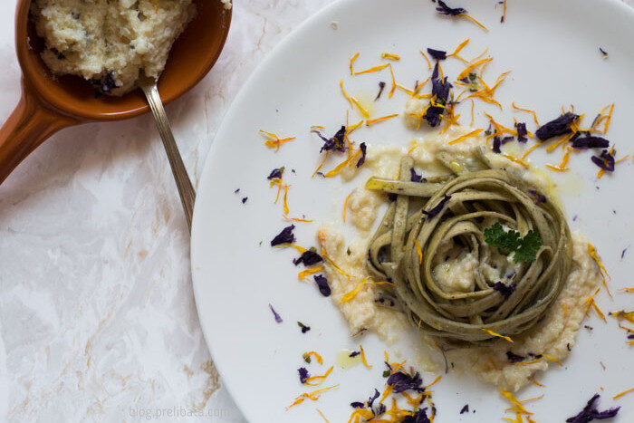 Pasta erborì con spuma calda di trentingrana d’alpeggio
