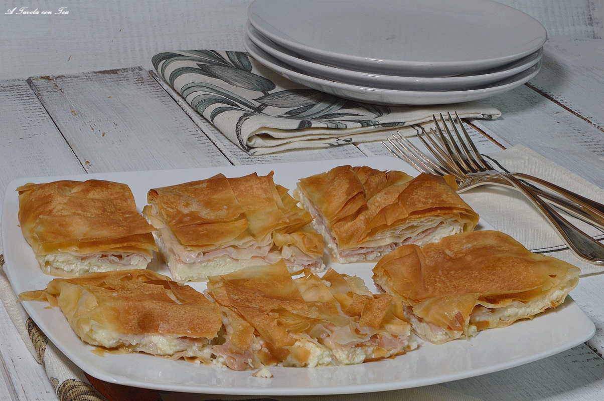 Pasta fillo con prosciutto crudo e stracciatella