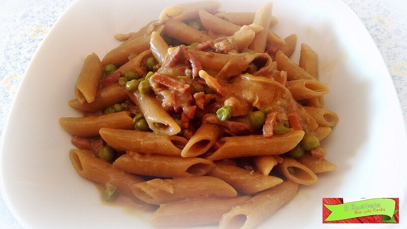 Pasta integrale porcini, piselli e speck con bimby