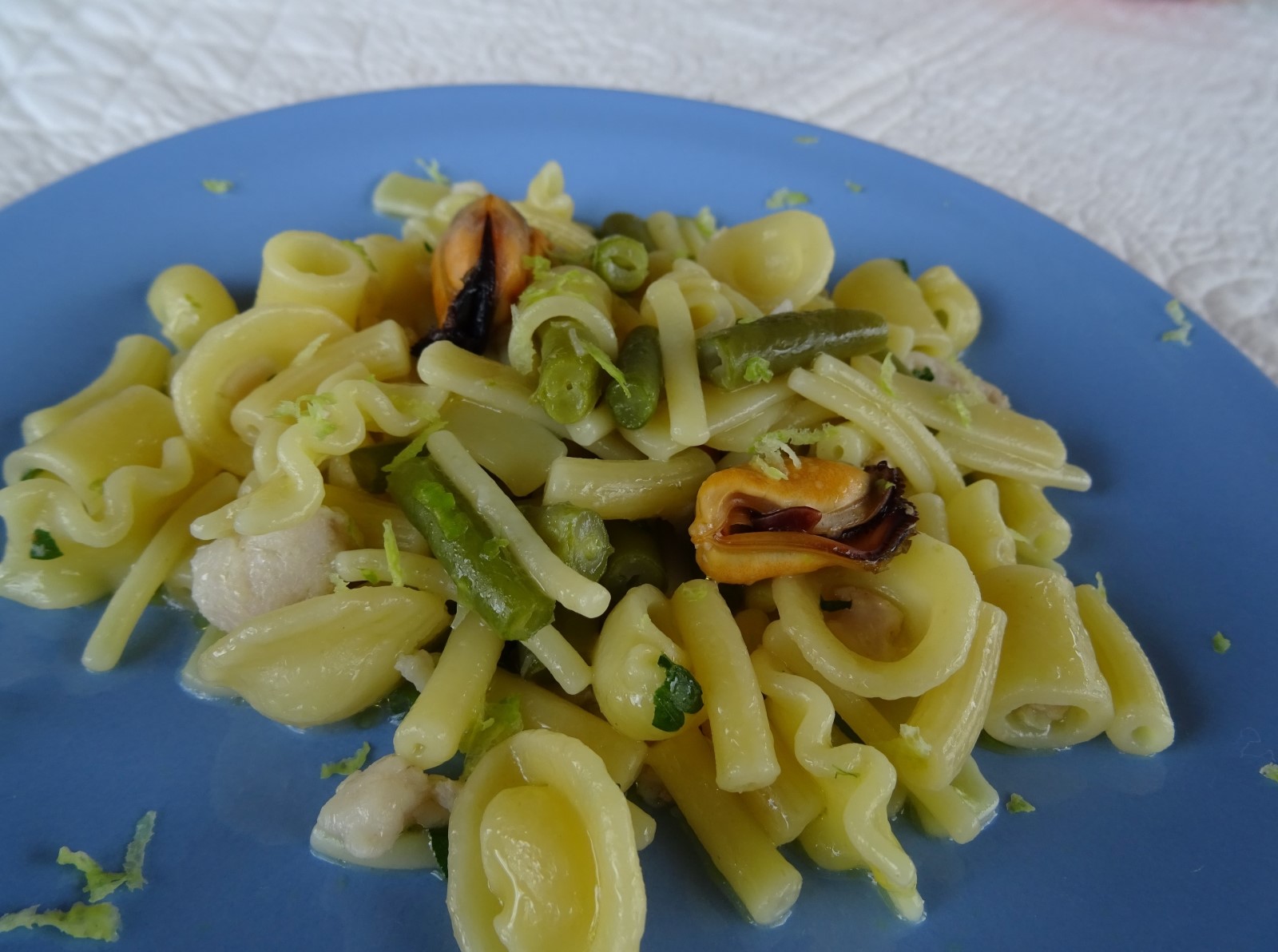 Pasta mista con cozze e fagiolini