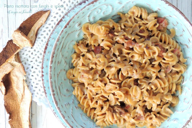 Pasta risottata con funghi e speck Bimby