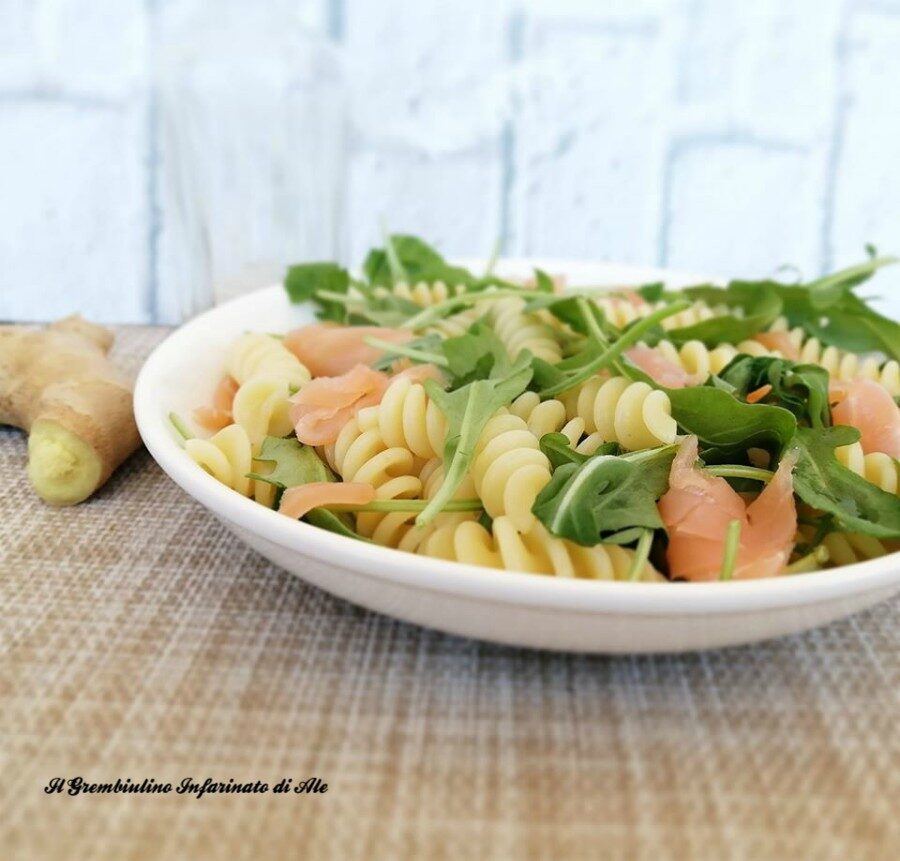 Pasta salmone, rucola e zenzero