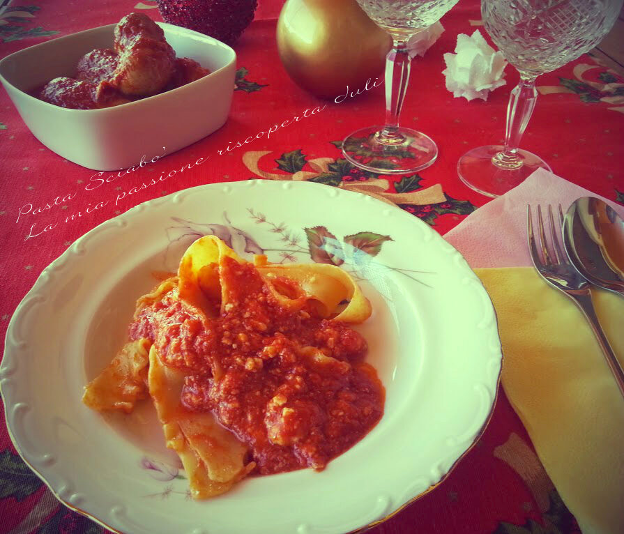 Pasta sciabò, salsa ricotta e brucioli