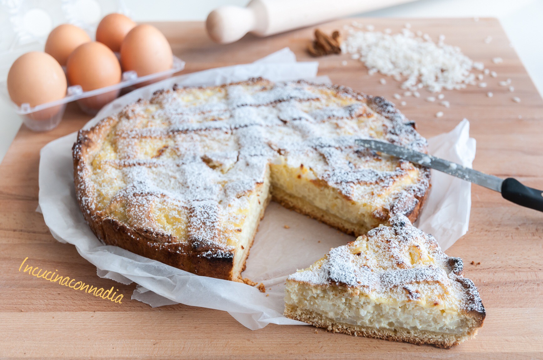 Pastiera con riso e ricotta