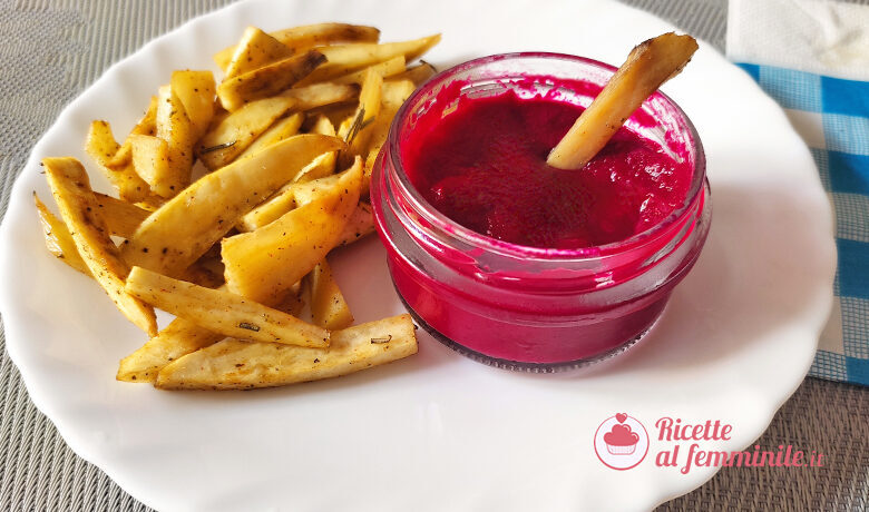 Patate dolci e ketchup di rapa rossa