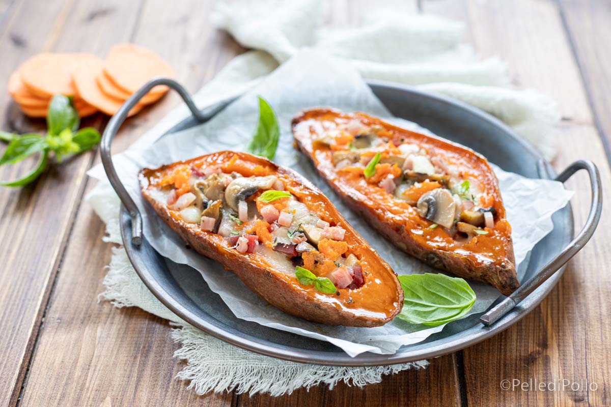 Patate dolci ripiene con funghi
