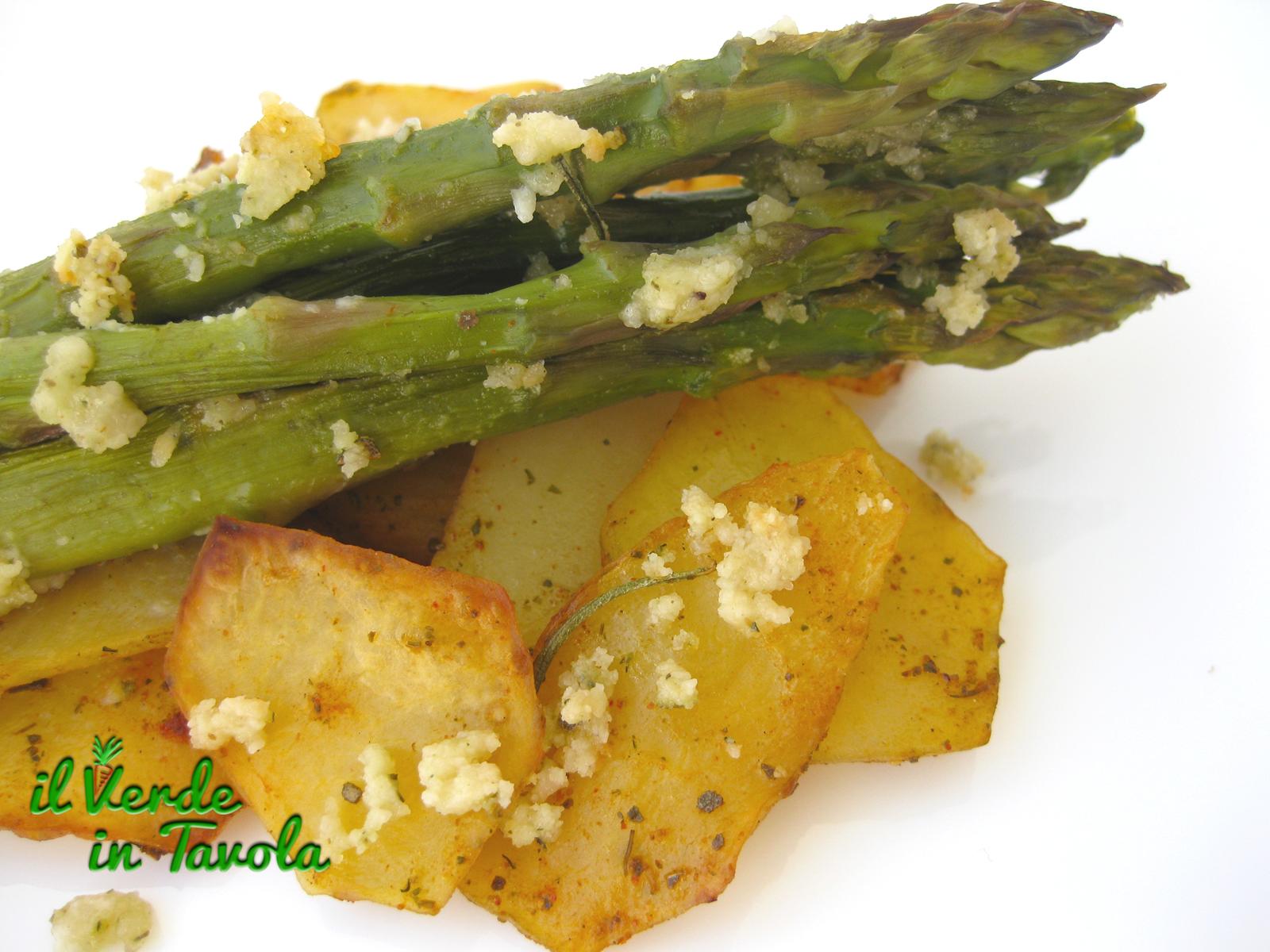 Patate e asparagi con formaggio di mandorle
