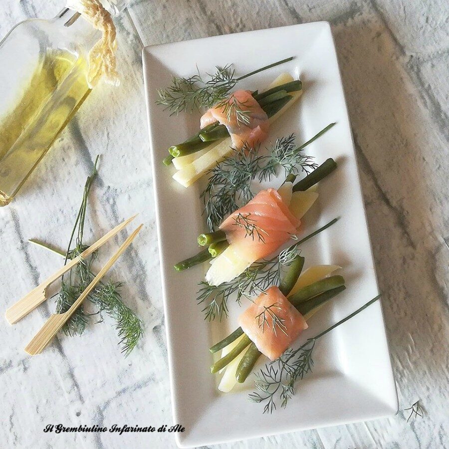 Patate e fagiolini al salmone
