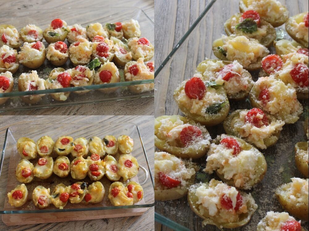 Patate ripiene di mozzarella e pomodorini
